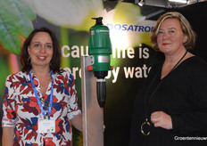 Regina Nieuwmijer of Veha Plastics and Hilde van Steijn of Dosatron International at a Dosatron pump.